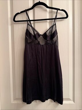La Perla Black Sheer Bodice Silk Slip